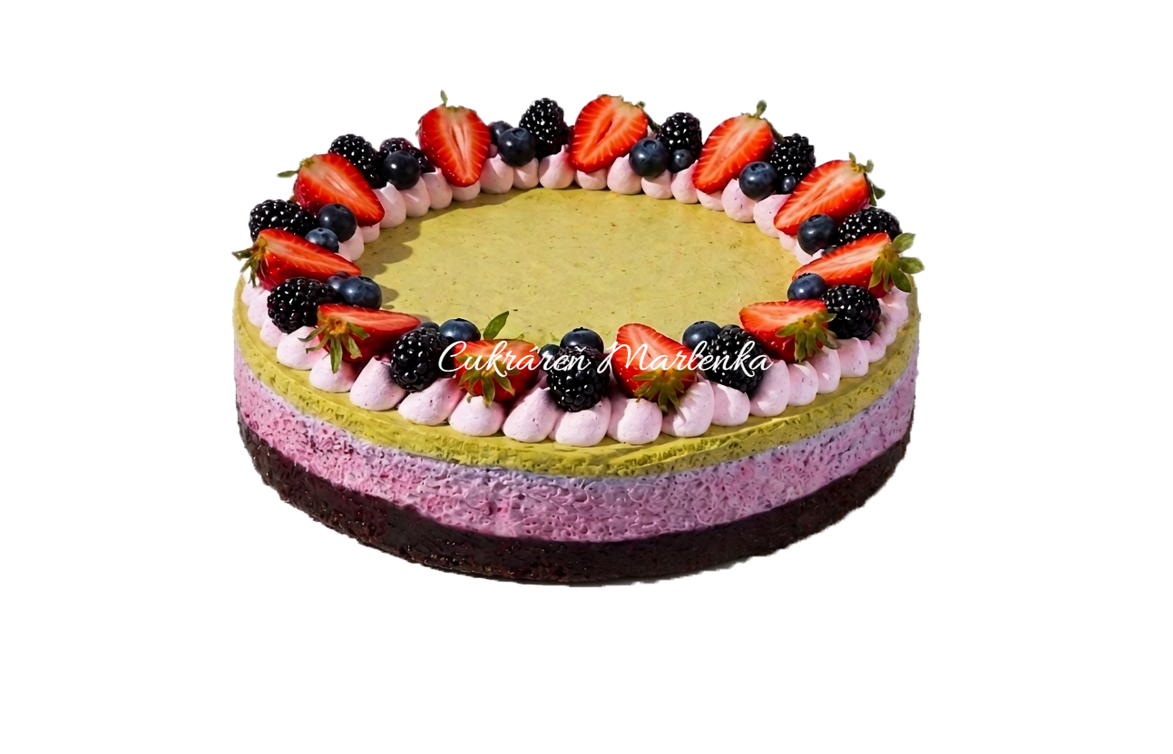 Veganská torta pistácia-malina 1